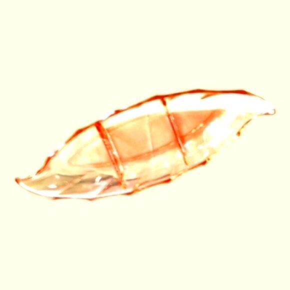 Pink Depression Glass Elegant Heisey Twist Leaf Shaped Relish Dish Vintage - Picture 7 of 7